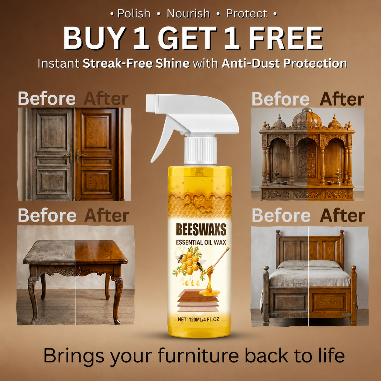 ALL IN ONE WOOD POLISH AND SHINER [PACK OF 2]