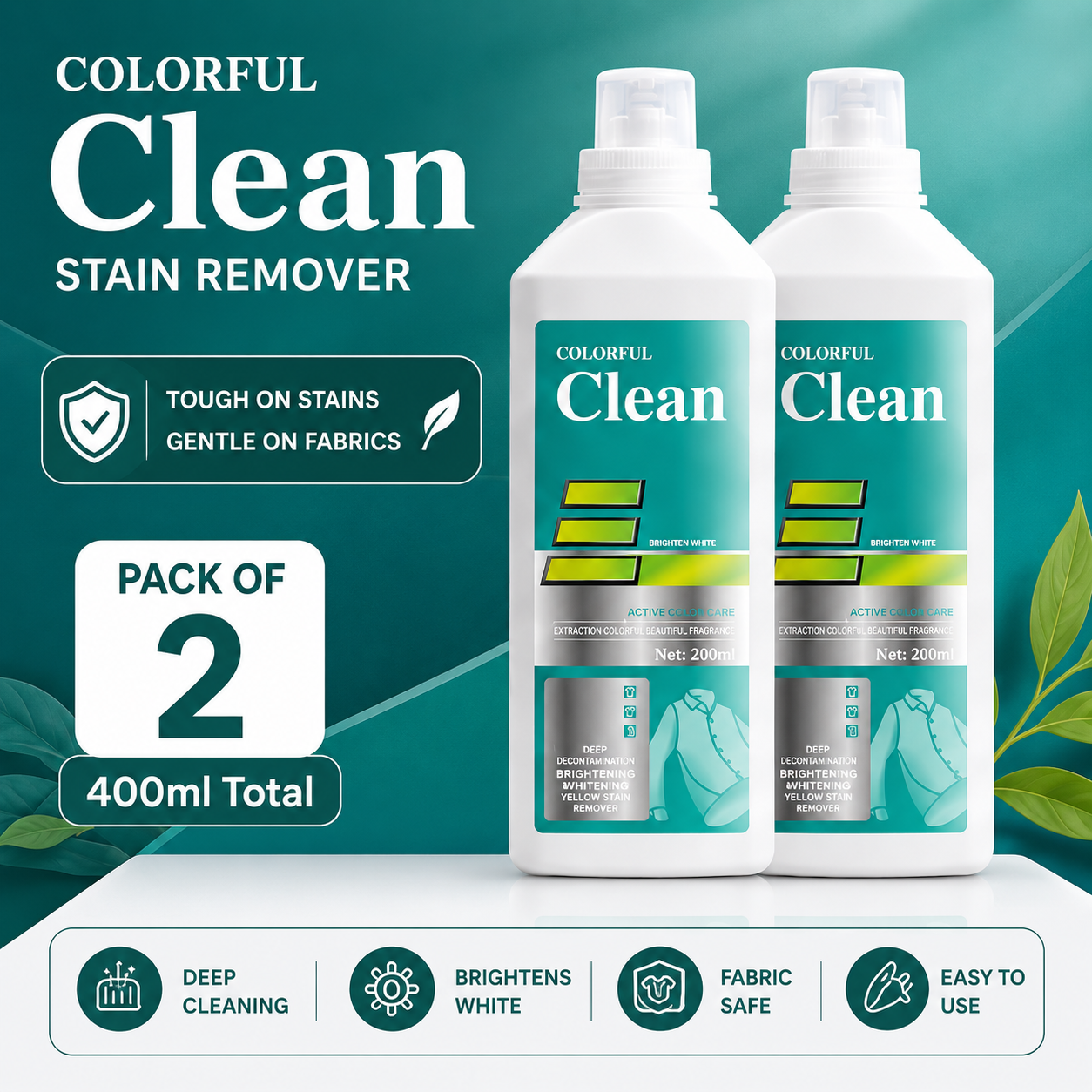 Powerful Stain Removal for Brighter, Fresher Fabrics (Pack of 2)